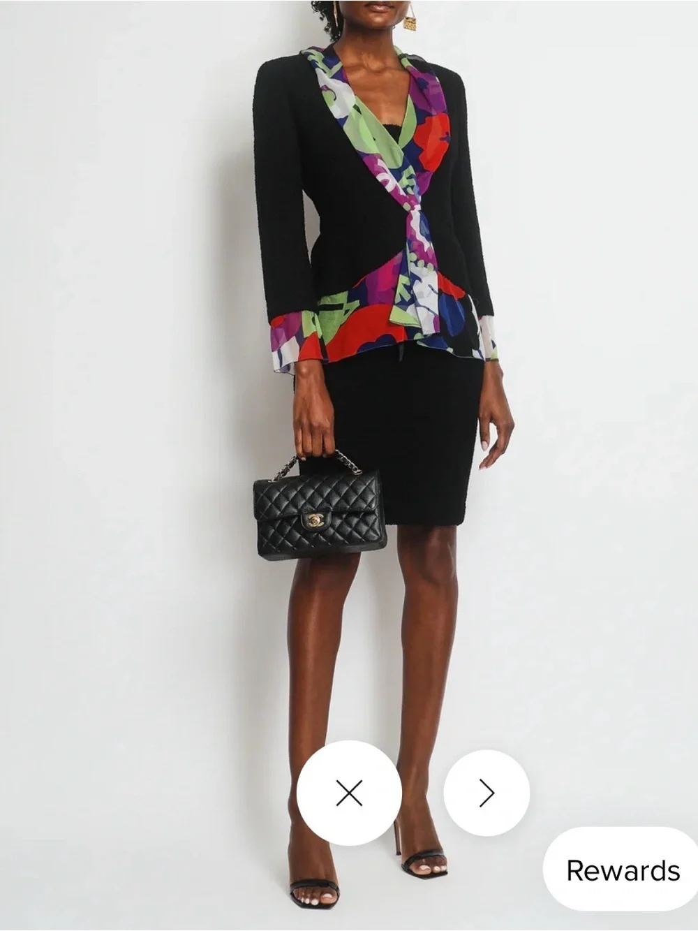 Black Jacket with Multicolor Print Trim - Women's Fashion Jacket Summer 2022